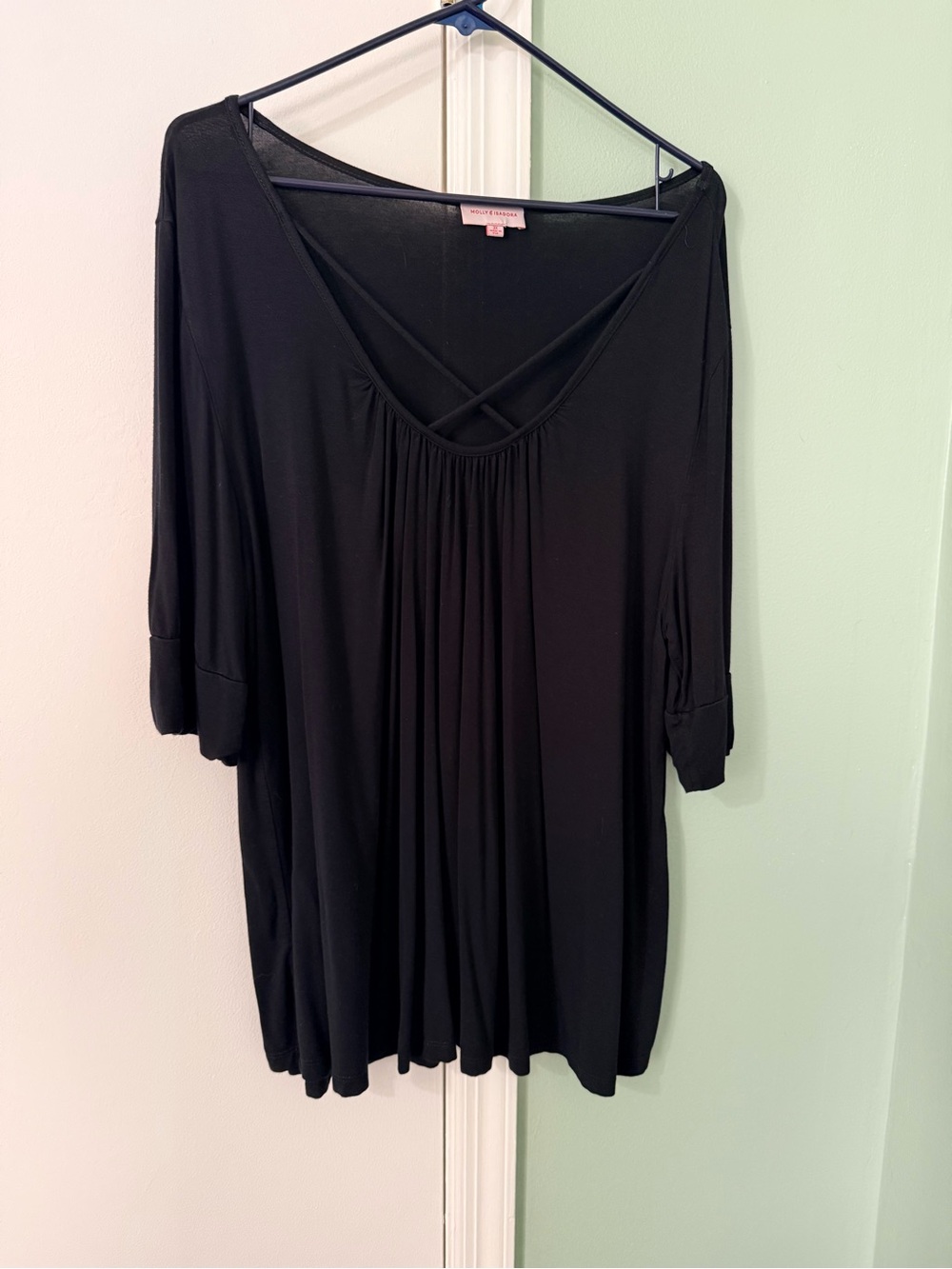 Black Crisscross V-Neck Tunic Top
